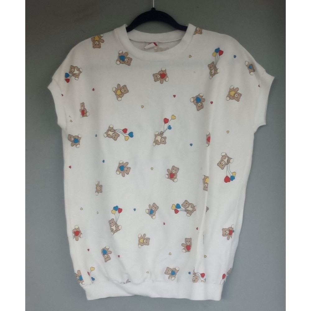 Vintage 80s Maternity Shirt Teddy Bear‎ AOP  GUC Primary Colors USA M
